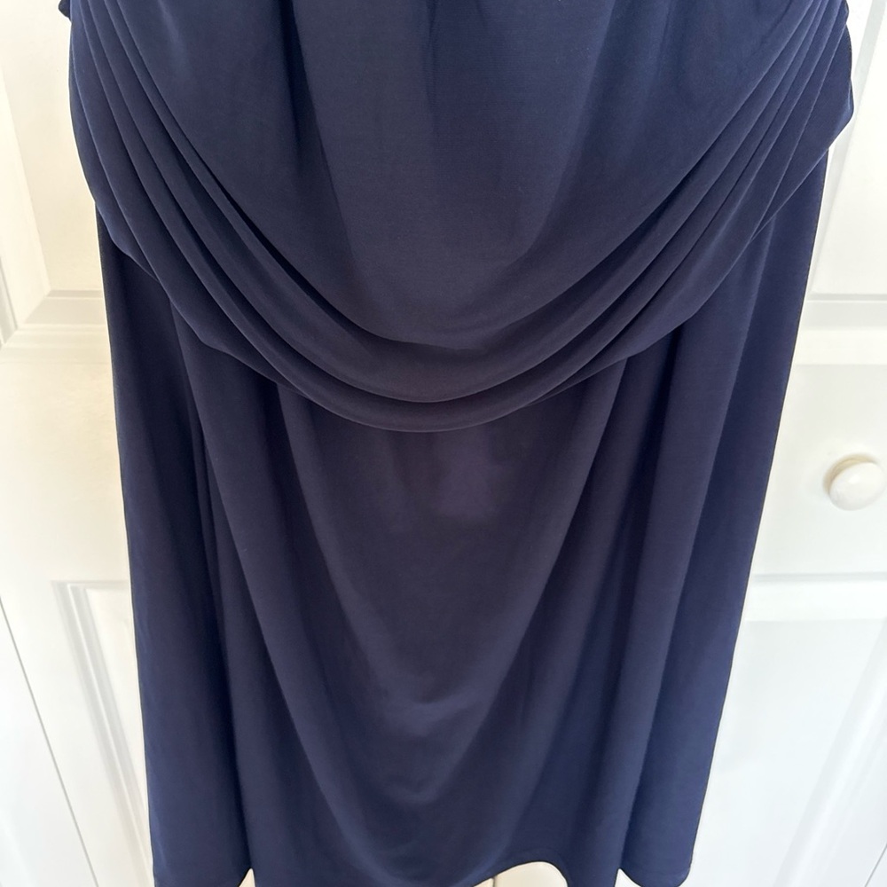NWT Kiyonna Plus Size Navy Blue Short Dress Sz 4X Ruched Shoulders V-Neckline - Picture 3 of 13